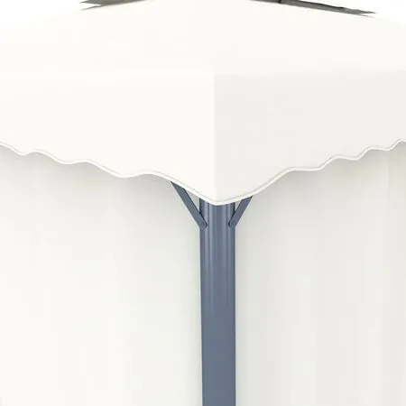  Pavilion cu perdele & șiruri lumini LED, alb crem, 3x3 m