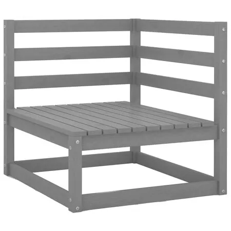  Set mobilier de grădină, 9 piese, gri, lemn masiv de pin