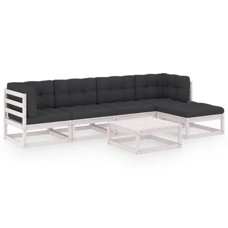  Set mobilier de grădină cu perne, 6 piese, lemn masiv de pin