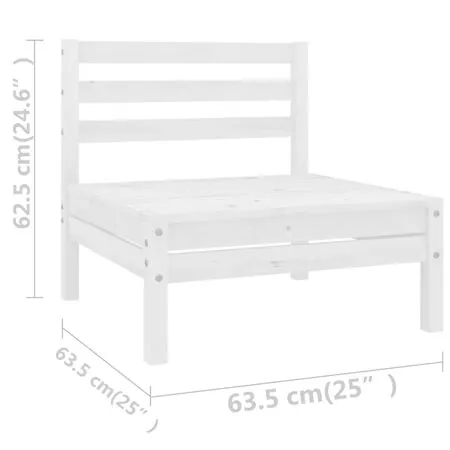 Set mobilier de grădină, 11 piese, alb, lemn masiv de pin