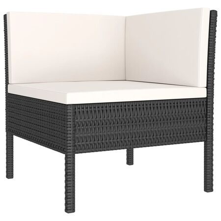  Set mobilier de grădină cu perne, 6 piese, negru, poliratan