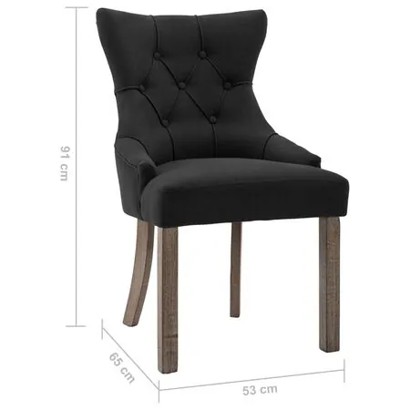  Scaune de bucătărie, 2 buc. negru, textil