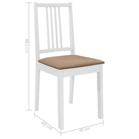 Scaune de bucătărie cu perne, 4 buc., alb, lemn masiv
