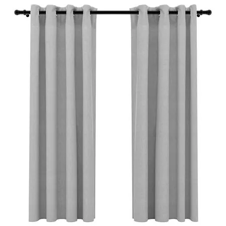  Draperii opace, aspect in, cu ocheți, 2 buc., gri, 140x175 cm