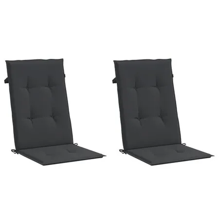  Perne scaun spătar înalt, 2 buc., negru, 120x50x3 cm, textil