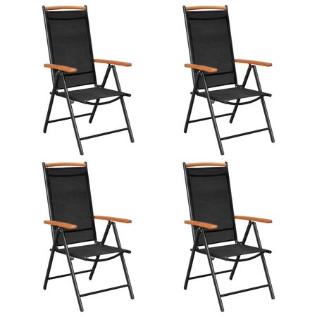  Set mobilier de exterior, 5 piese, negru, aluminiu
