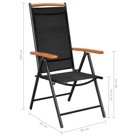  Set mobilier de exterior, 5 piese, negru, aluminiu