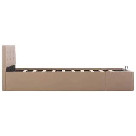  Cadru pat hidraulic ladă cappuccino 120x200 cm piele ecologică