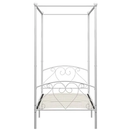  Cadru de pat cu baldachin, alb, 100 x 200 cm, metal 