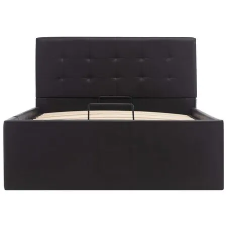  Cadru pat hidraulic, depozitare, negru, 100 x 200 cm, piele eco