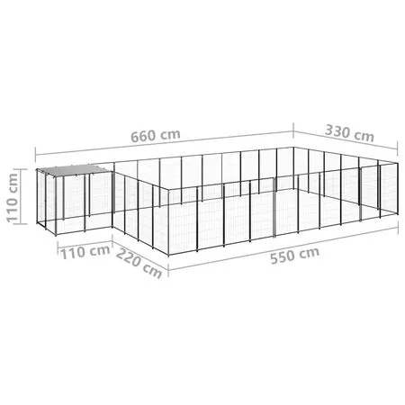  Padoc pentru câini, negru, 19,36 m², oțel  