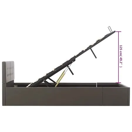  Cadru pat hidraulic cu ladă gri 120x200 cm, piele ecologică