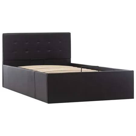  Cadru pat hidraulic, depozitare, negru, 100 x 200 cm, piele eco