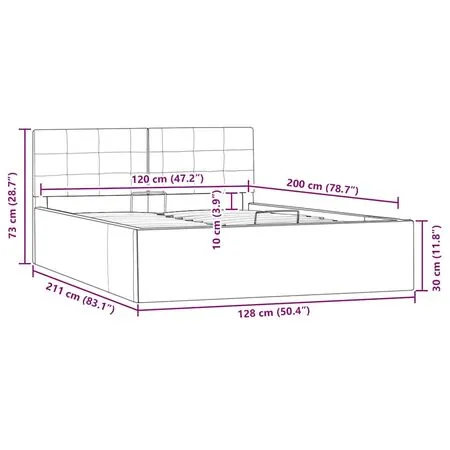  Cadru pat hidraulic ladă cappuccino 120x200 cm piele ecologică