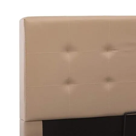  Cadru pat hidraulic ladă cappuccino 120x200 cm piele ecologică