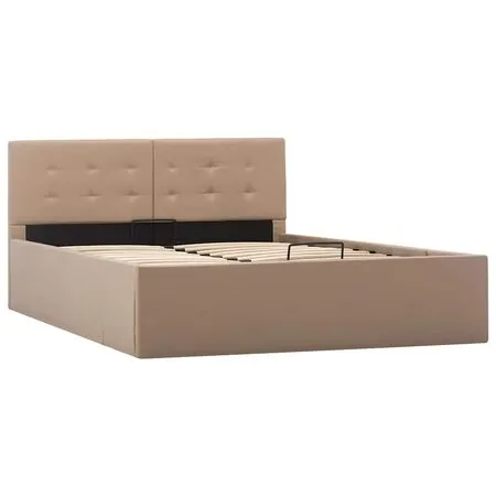  Cadru pat hidraulic ladă cappuccino 120x200 cm piele ecologică