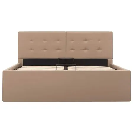 Cadru pat hidraulic ladă cappuccino 120x200 cm piele ecologică