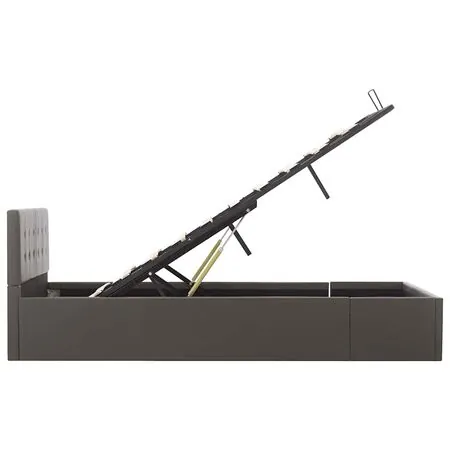  Cadru pat hidraulic cu ladă gri 120x200 cm, piele ecologică