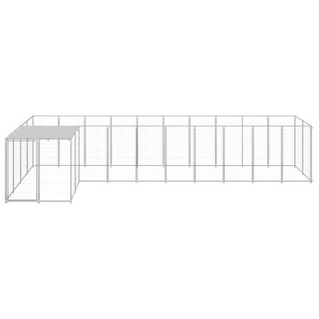  Padoc pentru câini, argintiu, 7,26 m², oțel  
