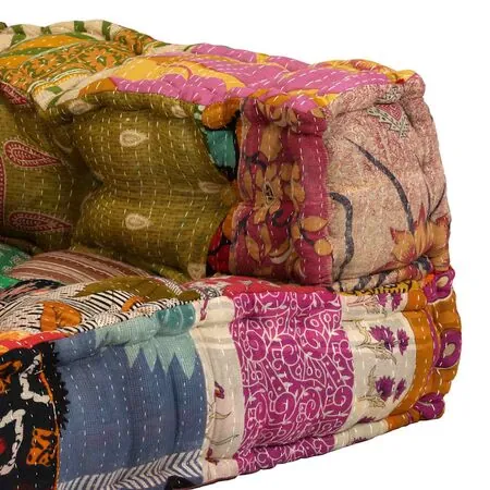  Canapea puf modulară cu 2 locuri, petice, material textil