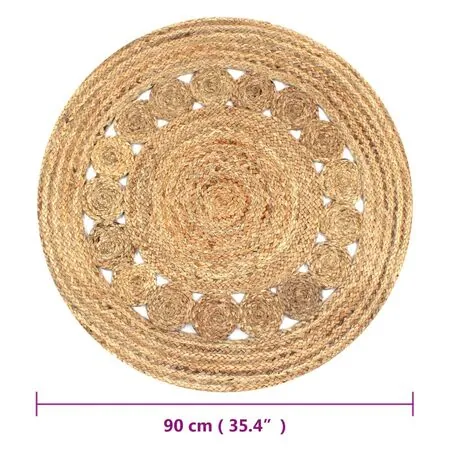  Covor din iută cu design împletit, 90 cm rotund