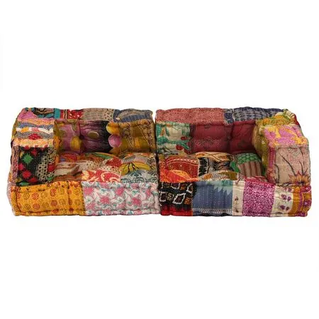  Canapea puf modulară cu 2 locuri, petice, material textil