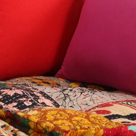  Canapea puf modulară cu 2 locuri, petice, material textil