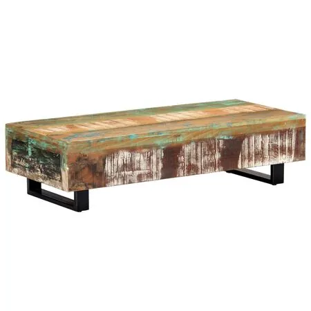  Măsuță de cafea, 120 x 50 x 30 cm, lemn masiv reciclat și oțel