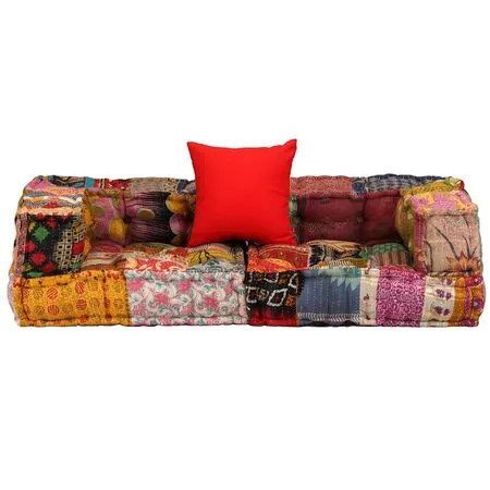  Canapea puf modulară cu 2 locuri, petice, material textil