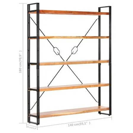  Bibliotecă cu 5 rafturi, 140x30x180 cm, lemn masiv de acacia