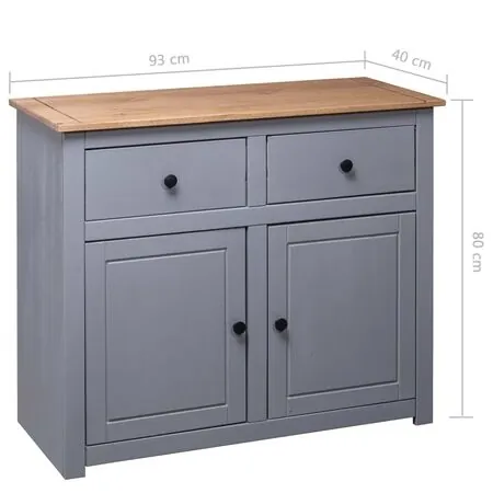  Servantă, gri, 93 x 40 x 80 cm, lemn masiv pin, gama Panama