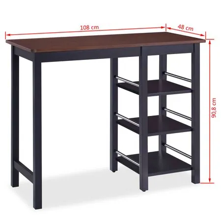  Set mobilier de bar, 3 piese, MDF, negru
