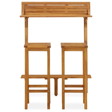  Set mobilier bar de balcon, 3 piese, lemn masiv de acacia