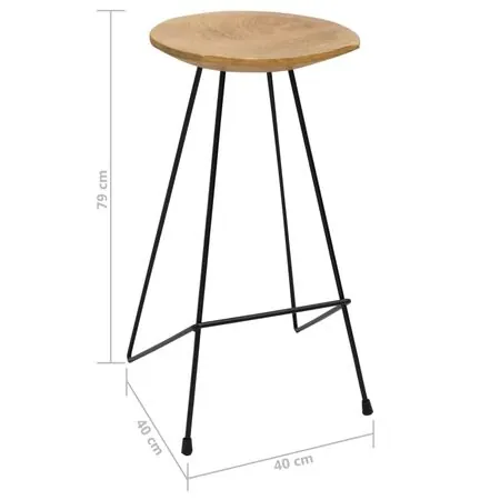  Scaune de bar, 2 buc., lemn masiv de tec