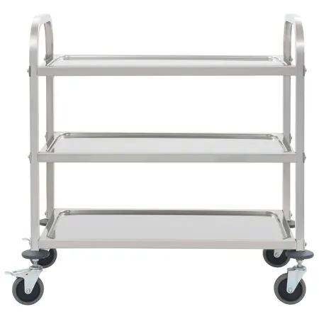 Cărucior de bucătărie 3 niveluri 96,5x55x90 cm oțel inoxidabil