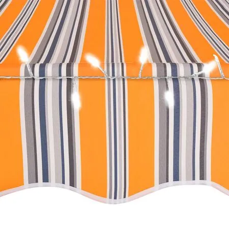  Copertină retractabilă manual cu LED, galben & albastru, 250 cm