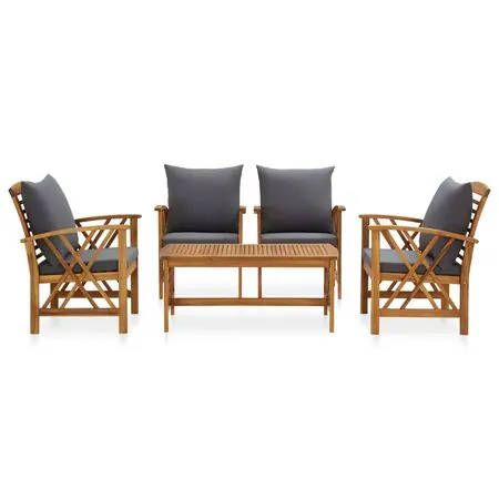  Set mobilier de grădină cu perne, 5 piese, lemn masiv de acacia
