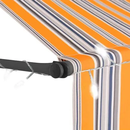  Copertină retractabilă manual cu LED, galben & albastru, 250 cm