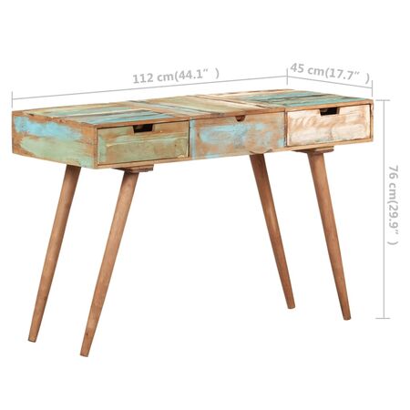  Masă de toaletă cu oglindă, 112x45x76 cm, lemn masiv reciclat