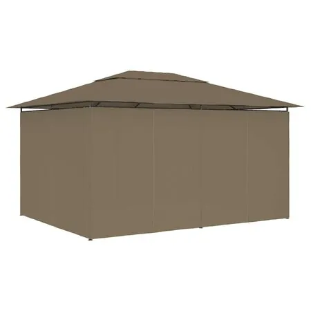  Pavilion de grădină cu perdele, gri taupe, 4 x 3 m, 180 g/m²
