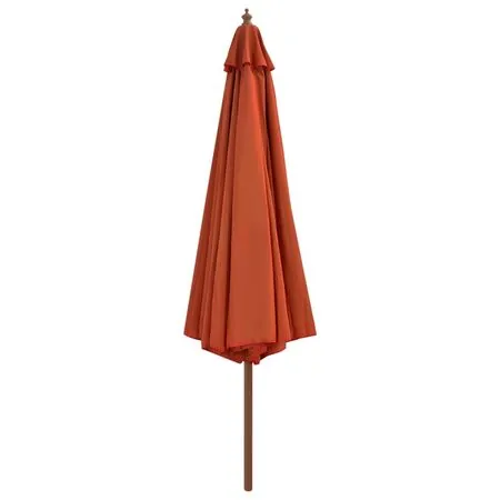  Umbrelă de soare de exterior, stâlp lemn, cărămiziu, 350 cm