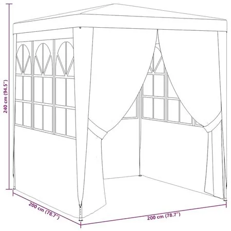  Cort de petrecere profesional cu pereți verde 2 x 2 m, 90 g/m²