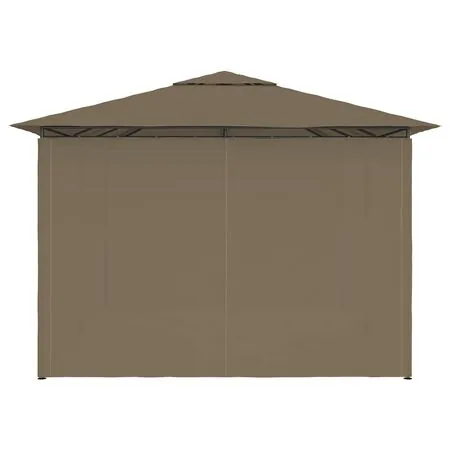  Pavilion de grădină cu perdele, gri taupe, 4 x 3 m, 180 g/m²