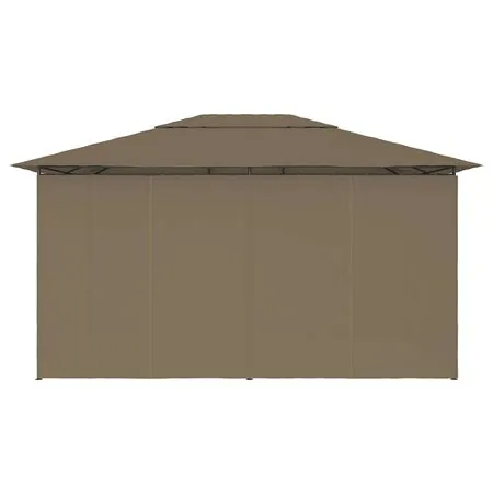  Pavilion de grădină cu perdele, gri taupe, 4 x 3 m, 180 g/m²