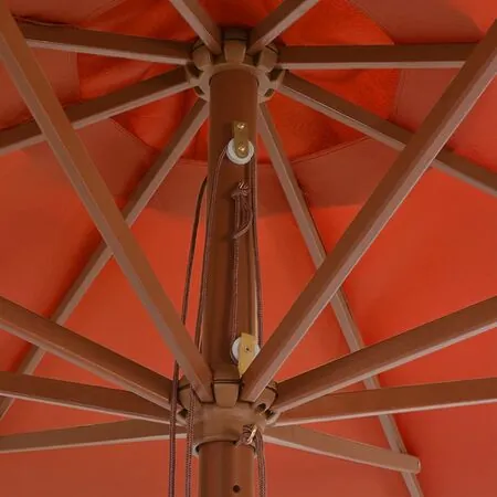  Umbrelă de soare de exterior, stâlp lemn, cărămiziu, 350 cm