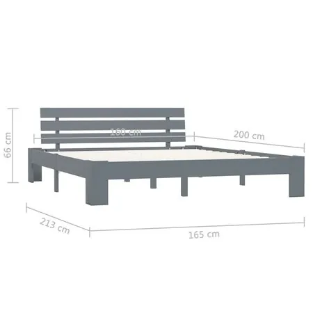  Cadru de pat cu tăblie, gri, 160x200 cm, lemn masiv de pin
