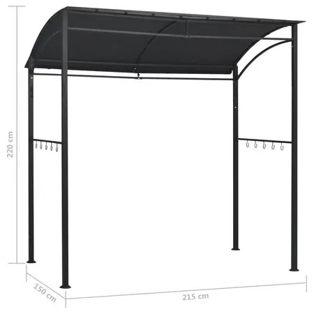  Pavilion de grătar, antracit, 215 x 150 x 220 cm, oțel