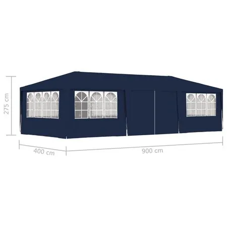  Cort de petrecere profesional cu pereți albastru 4x9 m 90 g/m²