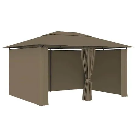  Pavilion de grădină cu perdele, gri taupe, 4 x 3 m, 180 g/m²