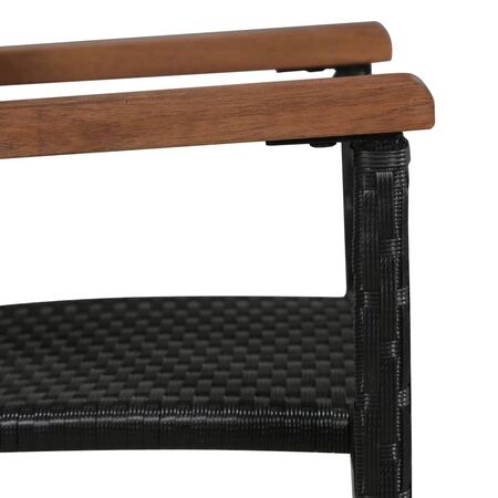  Set mobilier de exterior, 9 piese negru, poliratan, lemn acacia